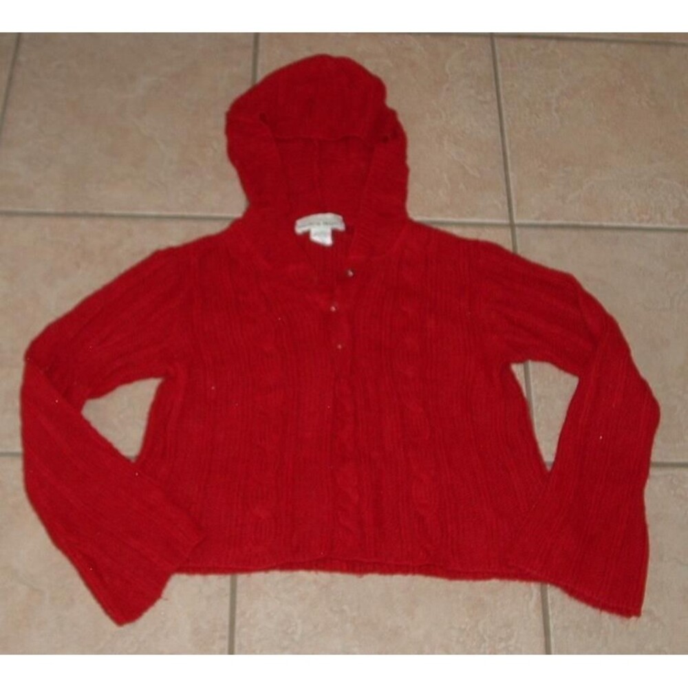 Red Sz Medium Casual Wear Cropped Hooded Pullover Sweater SWEATER PROJECT